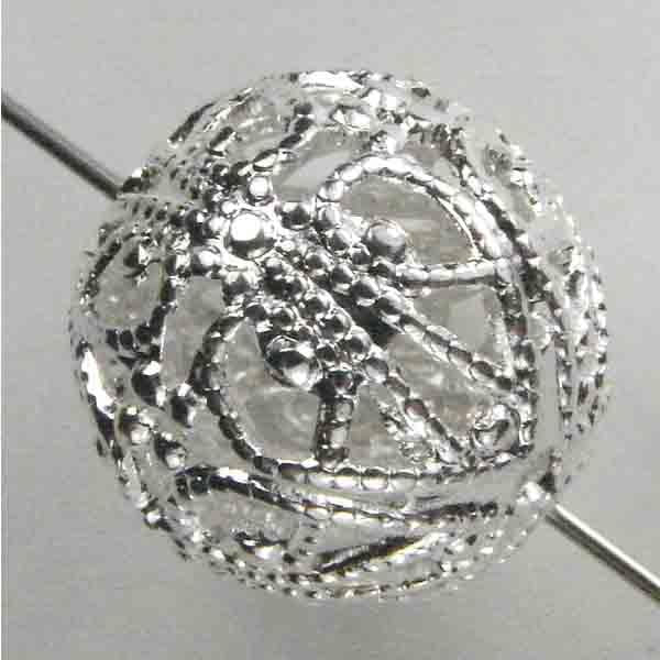 Silver Plate 15MM Filigree Textured Bead
