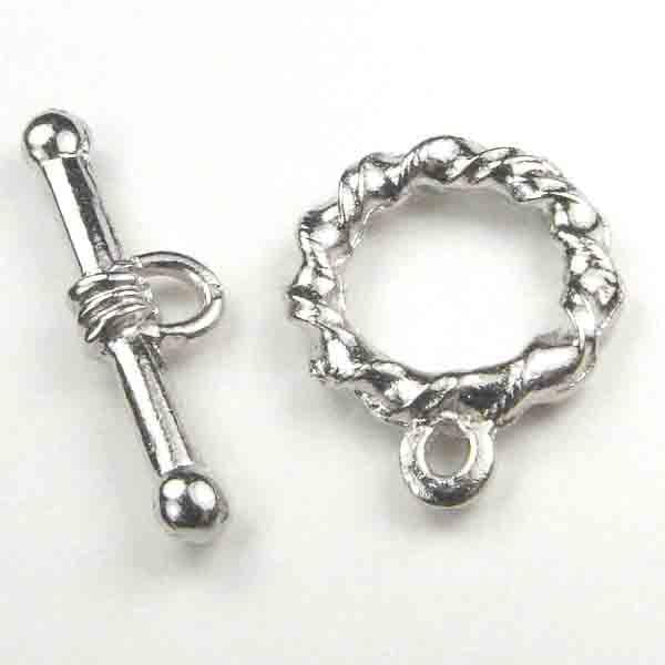 Silver Plate 15MM Twisted Toggle Clasp