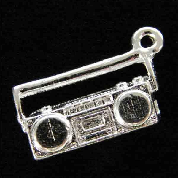 Silver Plate 15X9MM 3-D Cast Boombox Radio