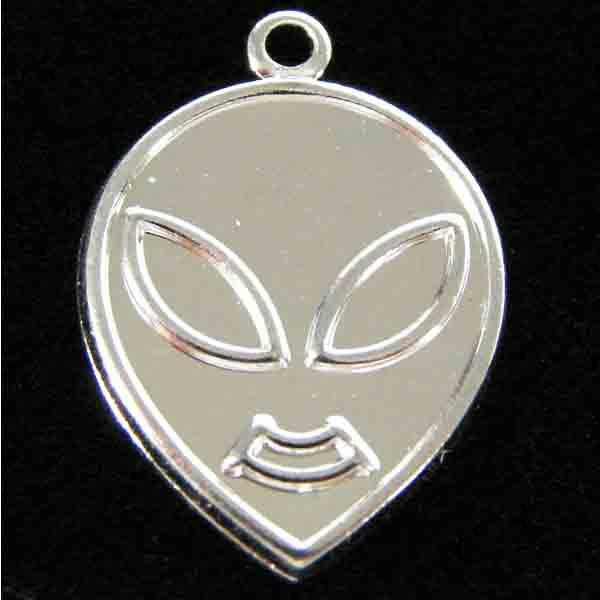 Silver Plate 15x12MM Alien Head Stamping