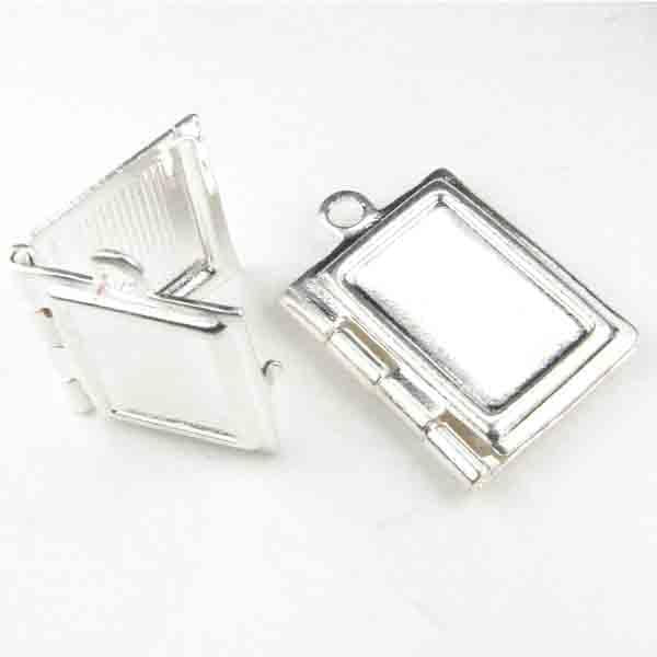 Silver Plate 15x12MM Locket with Setting for 10X7MM Rectangle Stone