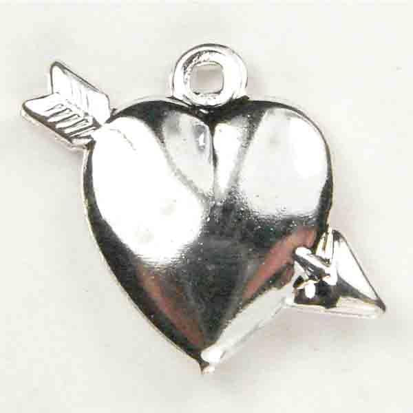 Silver Plate Heart With Arrow 13x15MM
