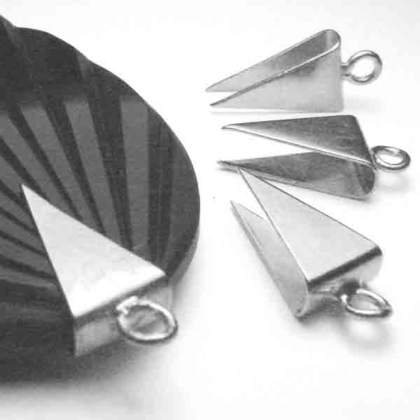 Silver Plate 15x6.5MM Glue On Triangle Bail