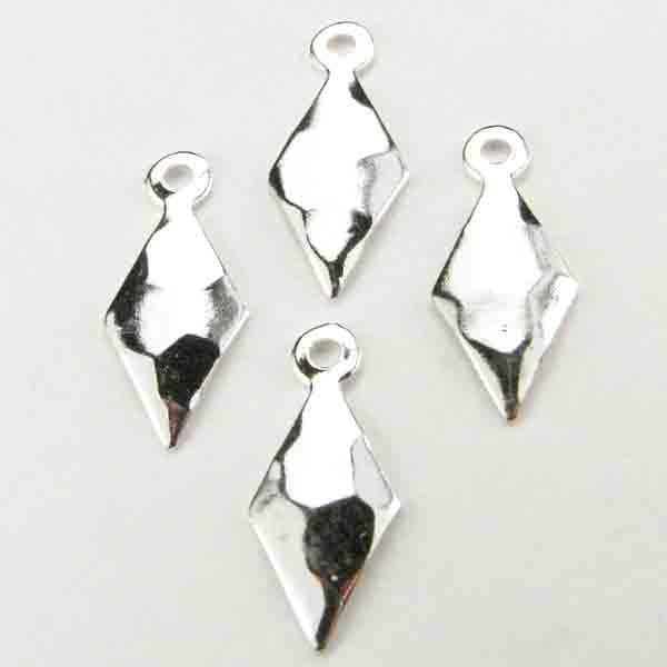 Silver Plate 15x6MM Hammered Diamond