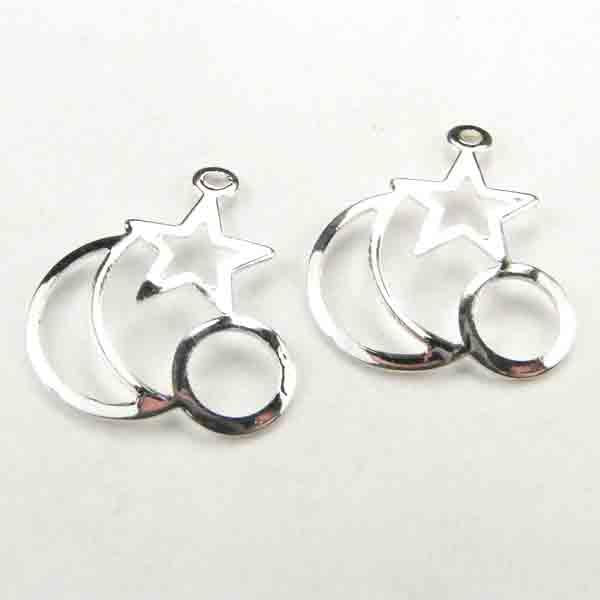Silver Plate 16MM Openwork Moon/Star