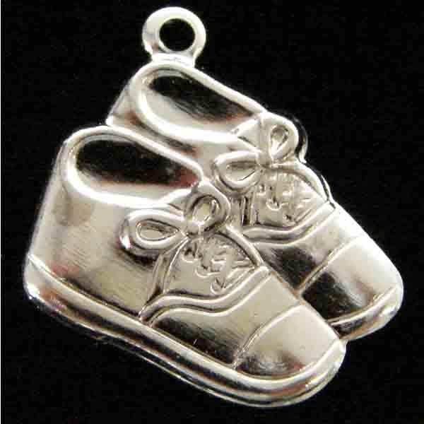 Silver Plate 16x18MM Baby Shoes