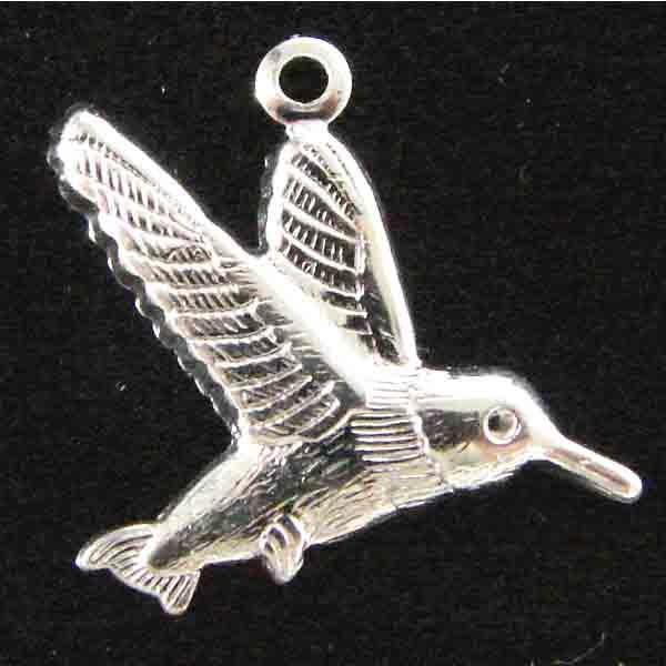 Silver Plate 16x18MM Left Facing Hummingbird