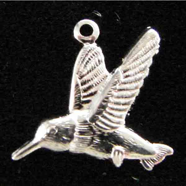 Silver Plate 16x18MM Right Facing Hummingbird