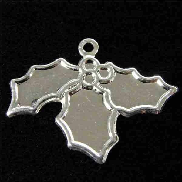 Silver Plate 16x24MM Holly Stamping