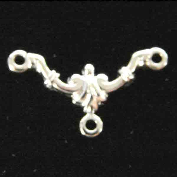 Silver Plate 17x10MM Curved Ornate 2 to 1 Chandelier Connector