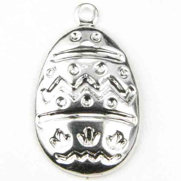 Silver Plate 17x13MM Decorated Egg Stamping