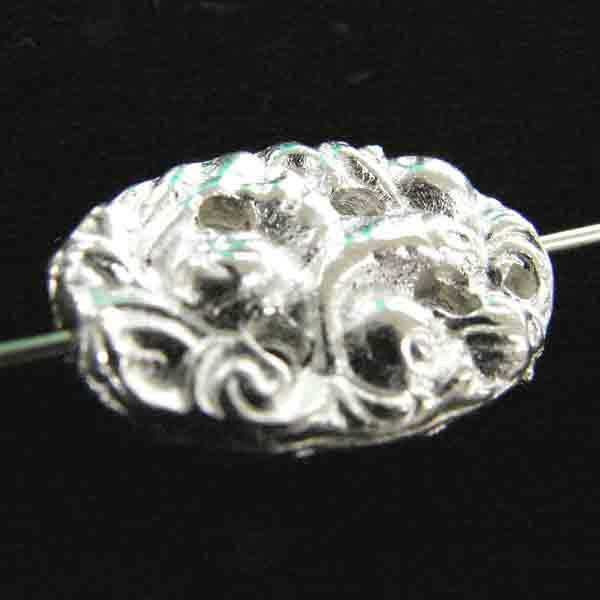 Silver Plate 17x13MM Openwork Floral Bead