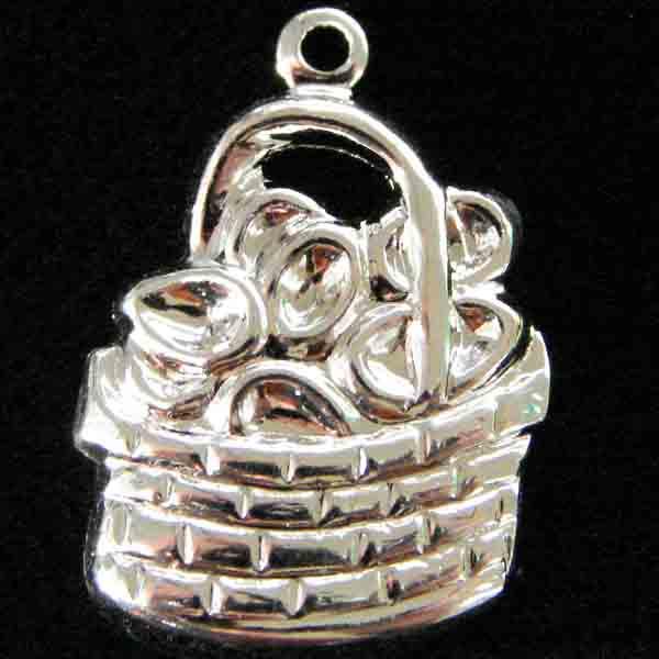 Silver Plate 17x14MM Basket Of Eggs Stamping