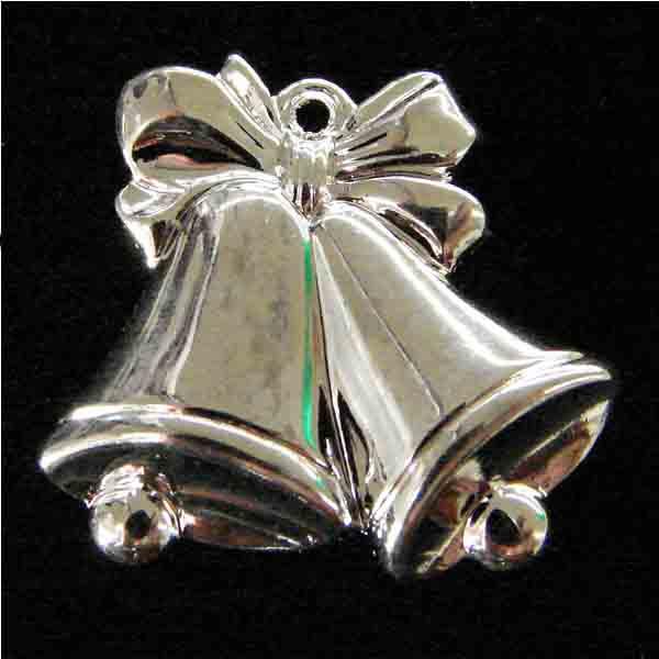 Silver Plate 17x19MM Holiday Bells Stamping
