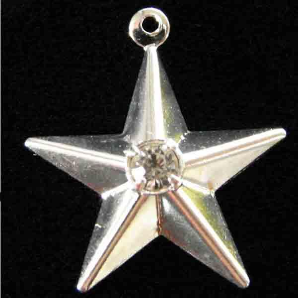 Silver Plate 18MM Star with Rhinestone Setting