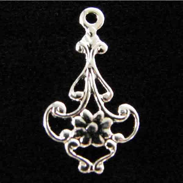 Silver Plate 18x10MM Ornate Floral Pendant