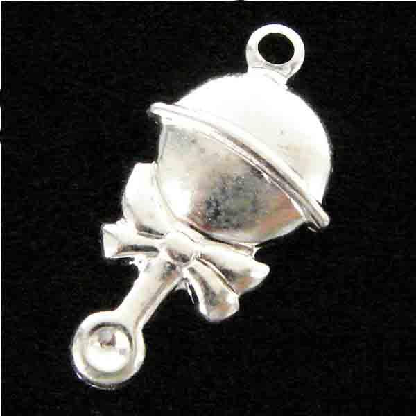 Silver Plate 18x11MM Baby Rattle
