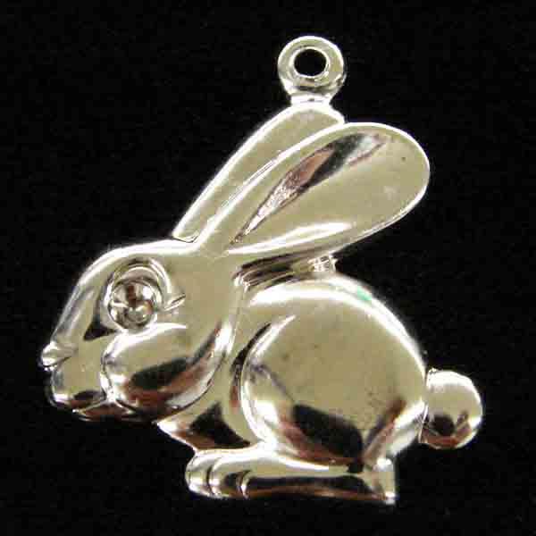 Silver Plate 18x19MM Stamped Bunny
