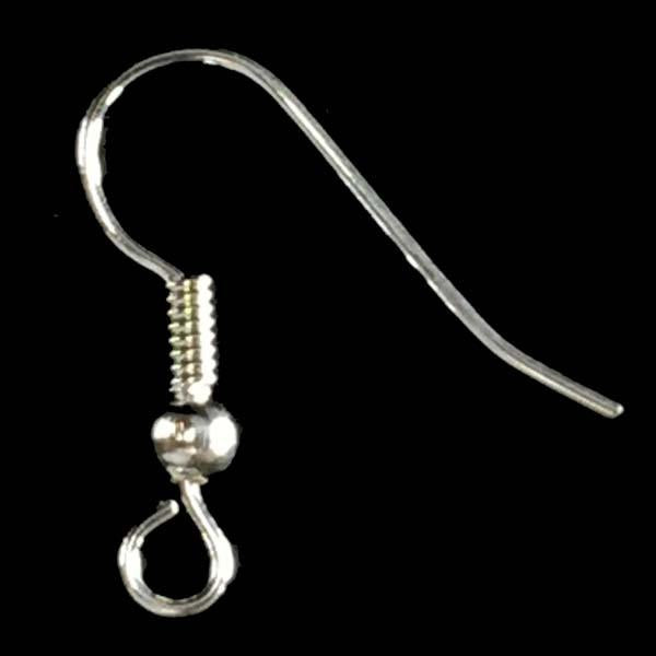 Silver Plate 19MM French Ear Wire with Ball and Coil