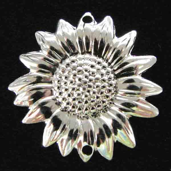 Silver Plate 19MM Sunflower 2 Hole Connector