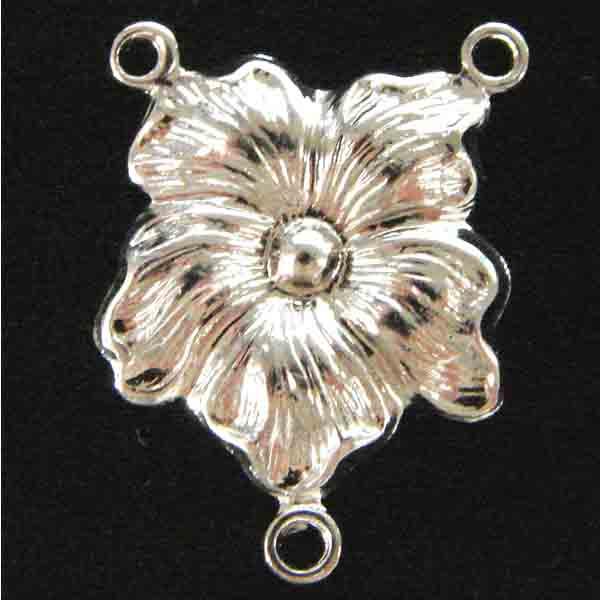 Silver Plate 19x14MM 2 to 1 Pansy Flower Chandelier Connector
