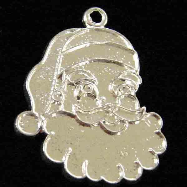 Silver Plate 19x17MM Santa Face