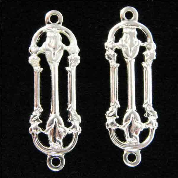 Silver Plate 19x7MM 2 Loop Connector