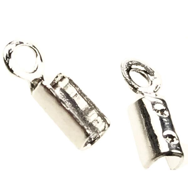 Silver Plate 1MM Fold Over Cord Crimp End Connector