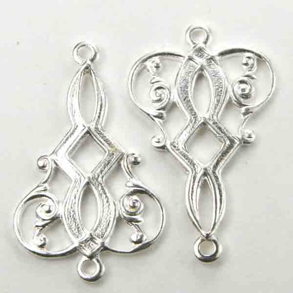 Silver Plate 20x15MM Filigree Tear Connector