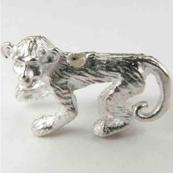 Silver Plate 20x15 Monkey Bead 3-D