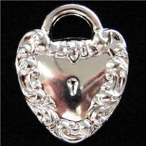 Silver Plate 20x16MM Heart Shaped Lock Stamping