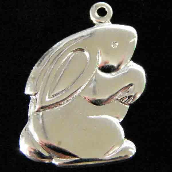Silver Plate 20x17MM Bunny Stamping
