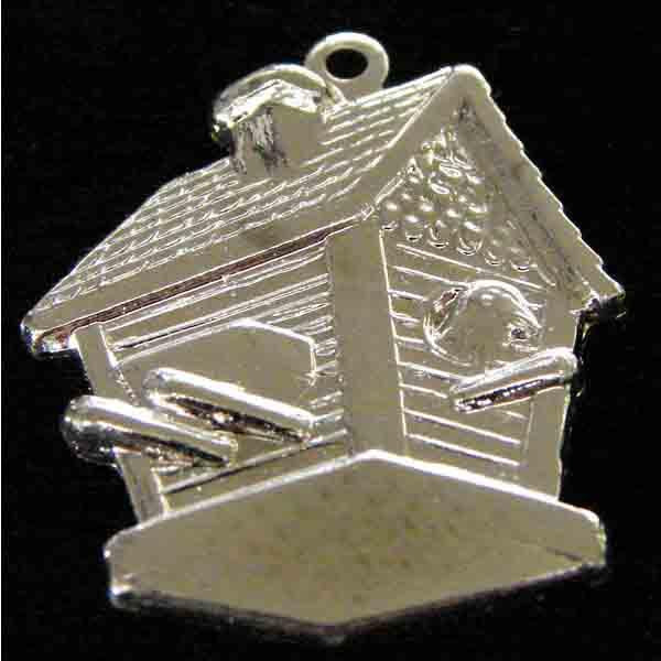 Silver Plate 20x18MM Birdhouse Stamping