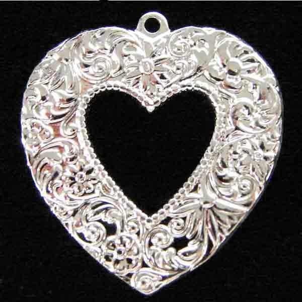 Silver Plate 21MM 21MM Openwork Floral Heart