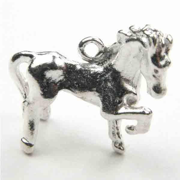 Silver Plate 21MM Chinese Zodiac Bronco Horse Charm