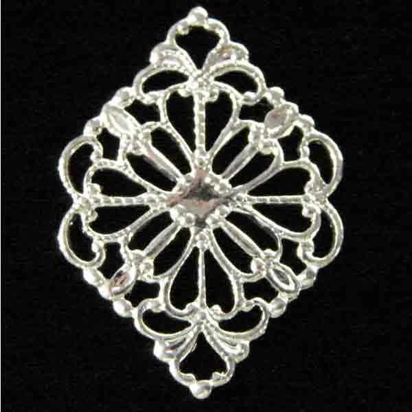 Silver Plate 21x15MM Diamond Filigree Stamping