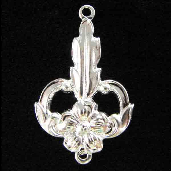 Silver Plate 21x15MM Floral Connector Stamping