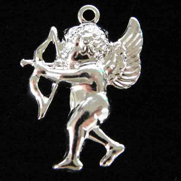 Silver Plate 21x15MM LEFT Facing Cherub With Bow and Arrow