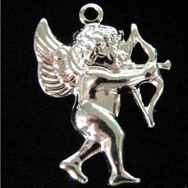 Silver Plate 21x15MM RIGHT Facing Cherub With Bow and Arrow