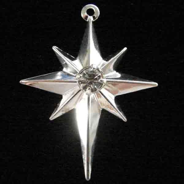 Silver Plate 21x16MM 8 Point Star with Rhinestone Setting