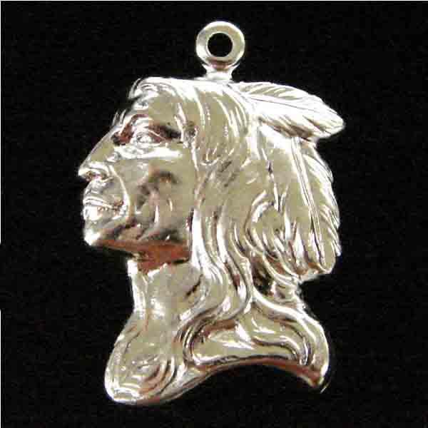 Silver Plate 21x17MM Native American Profile