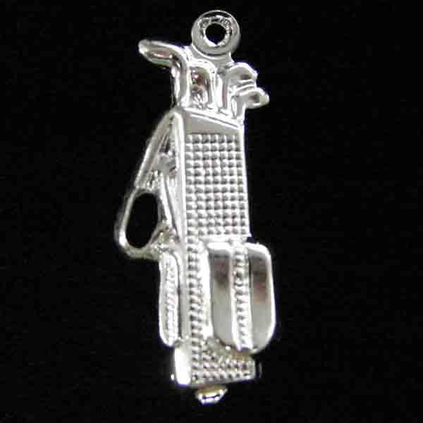 Silver Plate 22x10MM 3-D Golf Bag
