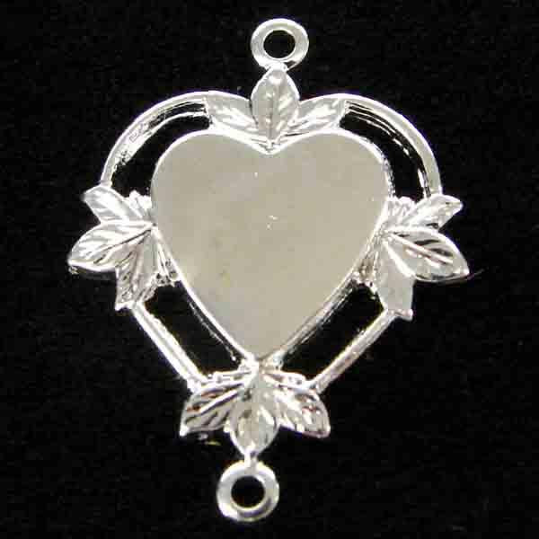Silver Plate 22x16MM Diestruck Heart Connector