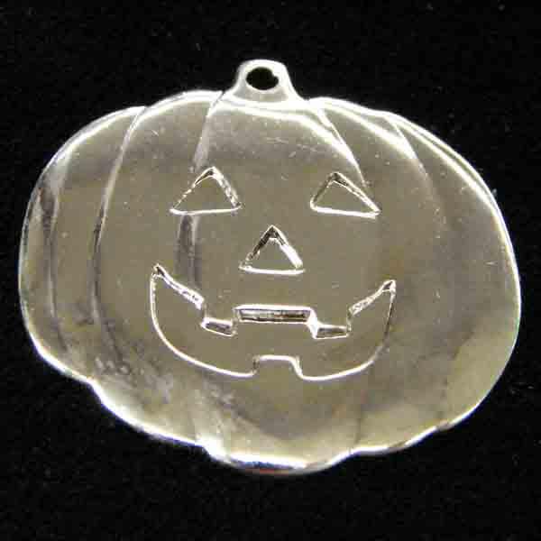 Silver Plate 22x25MM Jack-O-Lantern Stamping