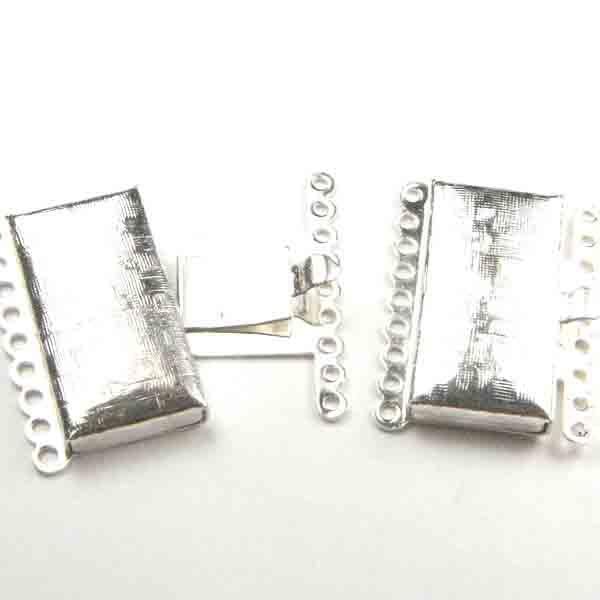 Silver Plate 23X17MM 9 Strand Box Clasp