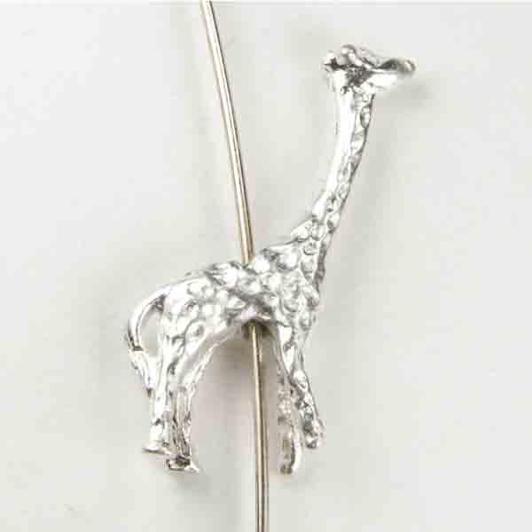 Silver Plate 23x13 Giraffe Bead 3-D