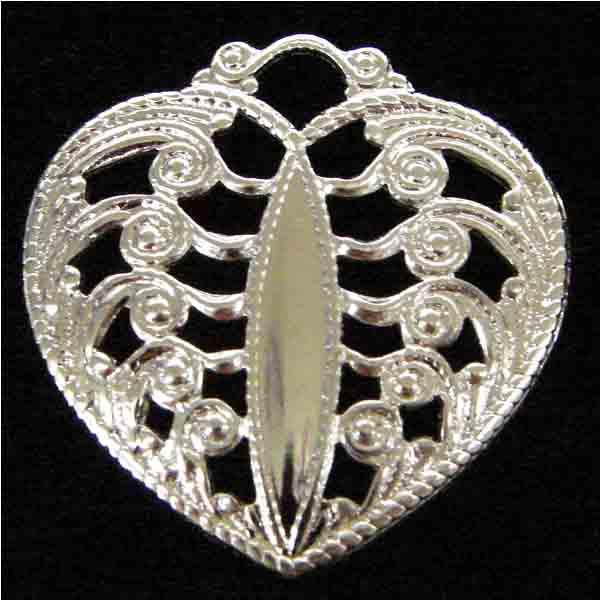 Silver Plate 24MM Filigree Heart