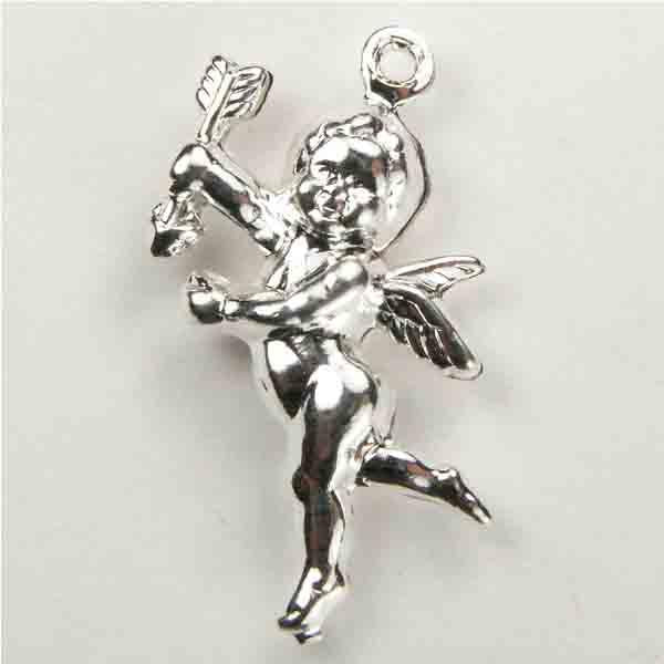 Silver Plate 27x15MM Cherub 3-D