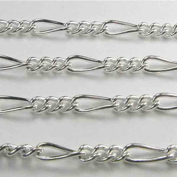 Silver Plate 2.5MM Wide Figaro Chain Soldered