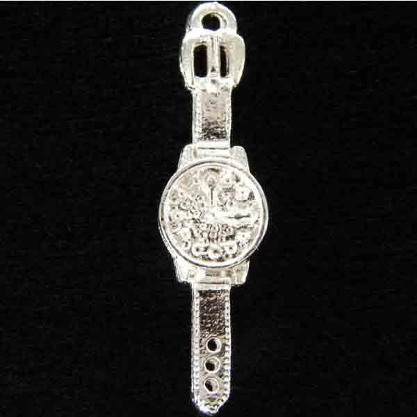 Silver Plate 25X7 25X7MM Cast 3-D Wristwatch